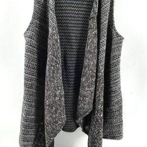 Sanctuary Women's Gray Open Drape Front Knit Sweater Sleeveless Size L